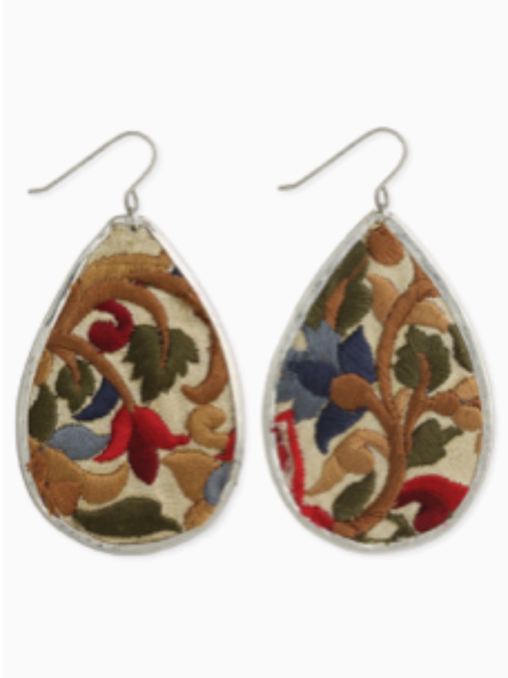 Red Embroidered Earrings